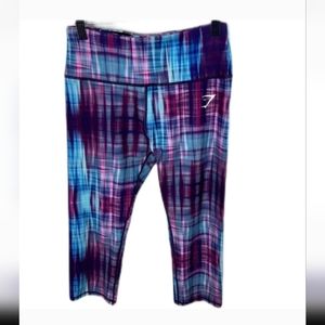 Gymshark Harlequin Capri Leggings Purple Tie Dye M